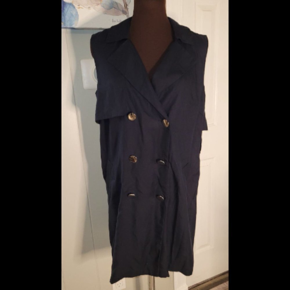 Zara Basic Dress Dark Blue Buttons Suit Dress Size Medium - Picture 4 of 7